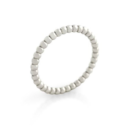RHODIUM PLATED BEAD DESIGN STACKABLE BAND (SZ 4-8)