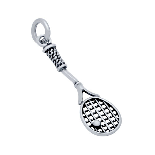 26mm Silver Yellow Plated Tennis Racquets Charm 26mm Silver Yellow Plated Tennis Racquets Charm