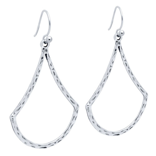 STERLING SILVER HAMMERED FINISH BELL-SHAPED OUTLINE EARRINGS