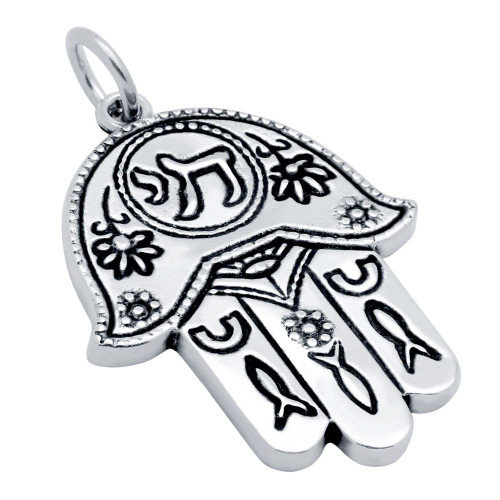 LARGE DETAILED HAMSA HAND PENDANT