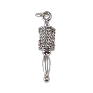Round Brush Silver Charm