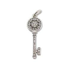 Pave Key Silver Charm w/stones