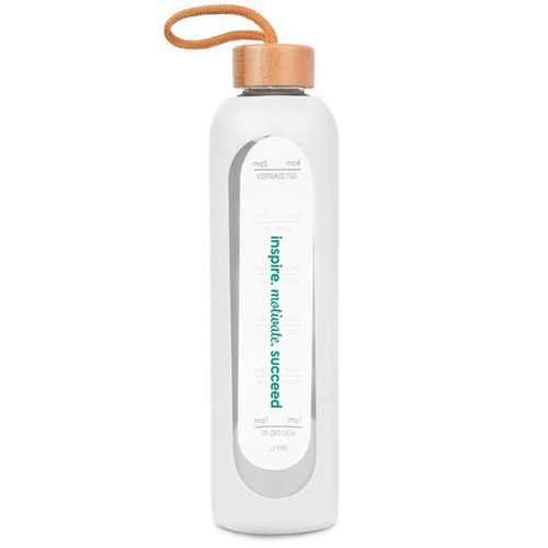 Glass Water Bottle 36oz White