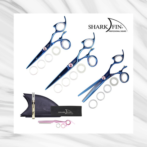 Shark Fin Blue Titanium Swivel Shear Trio Set
