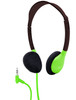 HamiltonBuhl Lab Pack, 24 Personal-Sized GREEN SchoolMate Headphones in a Carry Case