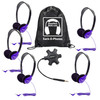 Galaxy Econo-Line of Sack-O-Phones with 5 Purple Personal-Sized Headphones, Starfish Jackbox and Carry Bag