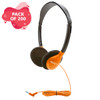 HamiltonBuhl® Personal On-Ear Stereo Headphone  ORANGE - 200 Pack
