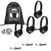 HamiltonBuhl Sack-O-Phones, 4 Black Primo™ Headphones and 3.5mm Jackbox