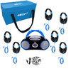 AudioAce™ Boombox 6-Station Listening Center with Jackbox and Blue Accented Smart-Trek Deluxe Headphones
