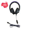 50 Pack of Smart-Trek™ Deluxe USB-C Plug Stereo Headphone with Metallic Purple Accents and In-Line Volume Control