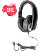 Smart-Trek™ Deluxe Stereo Headphone with USB-C Plug, USB-A Dongle and Black, Silver Accents - 10 pack