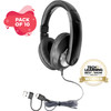 Smart-Trek™ Deluxe Stereo Headphone with USB-C Plug, USB-A Dongle and Black, Silver Accents - 10 pack