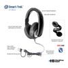 Smart-Trek™ Deluxe Stereo Headphone with USB-C Plug, USB-A Dongle and Black, Silver Accents - 25 pack