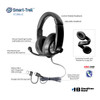 Smart-Trek™ Deluxe Stereo USB-C Headset with Integrated USB-A Adapter Dongle, Black with Silver Accents - 25 Pack