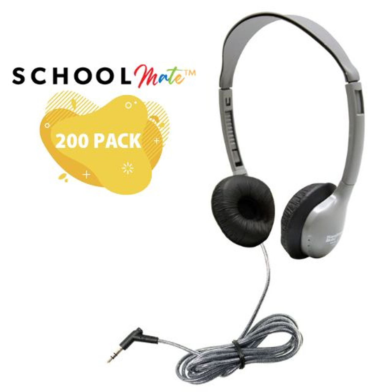 HamiltonBuhl SchoolMate Personal-Sized Headphone with Leatherette Cushions  - 200 Pack