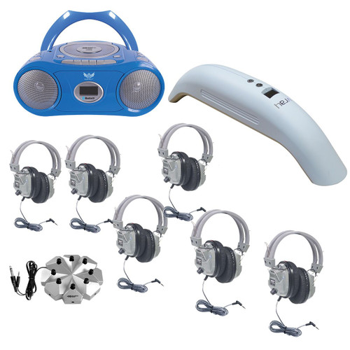 6-Person HygenX™ Listening Center with AudioAce™ Bluetooth® Media Player, 6 Deluxe-Sized Headphones and HygenX Vray Sanitizer