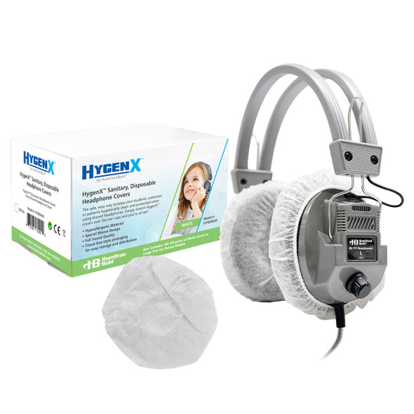 HamiltonBuhl® HygenX Sanitary, Disposable Ear Cushion Covers for 4.5" Deluxe-Sized Headphones and Headsets, 50 Pairs, WHITE HamiltonBuhl® HygenX Sanitary, Disposable Ear Cushion Covers for 4.5" Deluxe-Sized Headphones and Headsets, 50 Pairs, WHITE