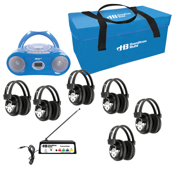 Wireless 6-Person Listening Center with Bluetooth, CD/Cassette/FM Boombox Wireless 6-Person Listening Center with Bluetooth, CD/Cassette/FM Boombox