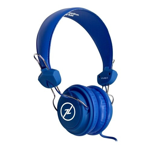 HamiltonBuhl Sack-O-Phones, 5 Blue Favoritz Headsets with In-Line Microphone and TRRS Plug
