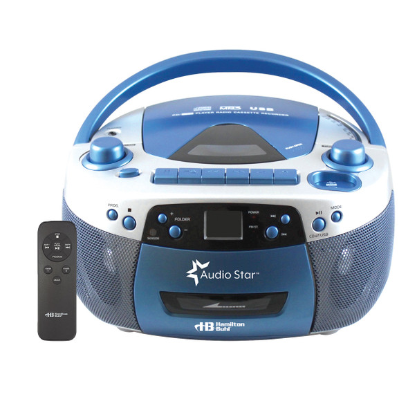 AudioStar Boombox Radio, CD, USB, Cassette Player with Tape and CD to MP3 Converter