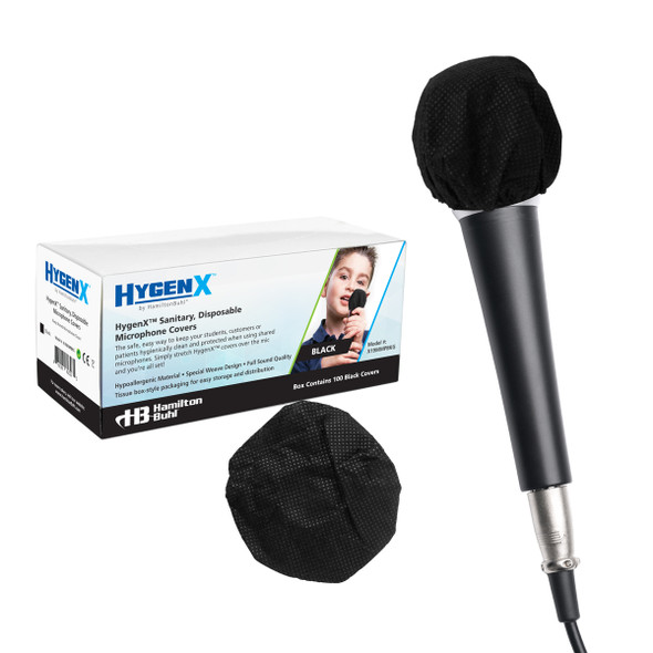 Hygenx Sanitary, Disposable Microphone Covers - Black, Box of 100 Hygenx Sanitary, Disposable Microphone Covers - Black, Box of 100