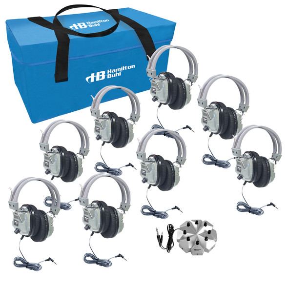Listening Center, 8-Station Jackbox with Volume, Deluxe-Sized Headphones with Carry Case Listening Center, 8-Station Jackbox with Volume, Deluxe-Sized Headphones with Carry Case
