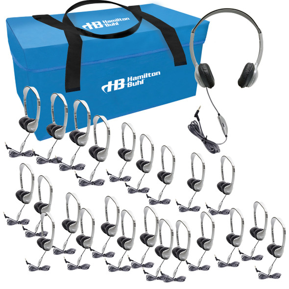 Lab Pack, 24 SchoolMate™ MS2LV Personal-SIzed Headphones in a Carry Case