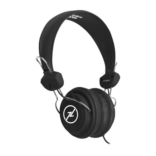 HamiltonBuhl Sack-O-Phones, 5 Black Favoritz Headsets with In-Line Microphone and TRRS Plug