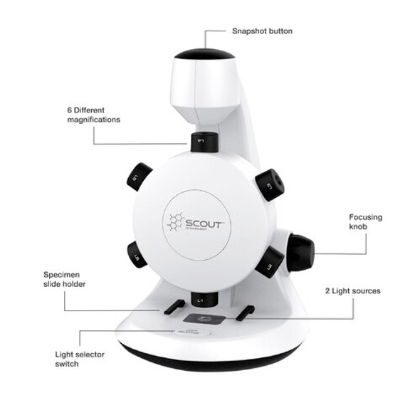 Scout Digital Microscope - STEM Microscope with Six Magnification Lenses Scout Digital Microscope - STEM Microscope with Six Magnification Lenses