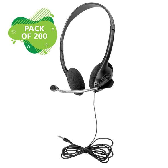 Multi-Pack of 200 Personal Headsets with Steel-Reinforced Mic, TRRS Plug and Foam Ear Cushions Multi-Pack of 200 Personal Headsets with Steel-Reinforced Mic, TRRS Plug and Foam Ear Cushions