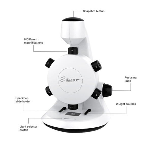 Scout™ Digital Microscope - STEM Microscope with Six Magnification Lenses and Slides Scout™ Digital Microscope - STEM Microscope with Six Magnification Lenses and Slides