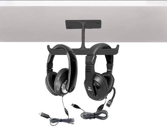 HamiltonBuhl Hook-It! Dual Headphone/Headset Hanger with 3M Adhesive and Screws