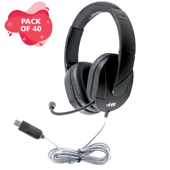 HamiltonBuhl MACH-2 Deluxe-Sized Multimedia Headset with Steel-Reinforced Gooseneck Mic - 40 Pack