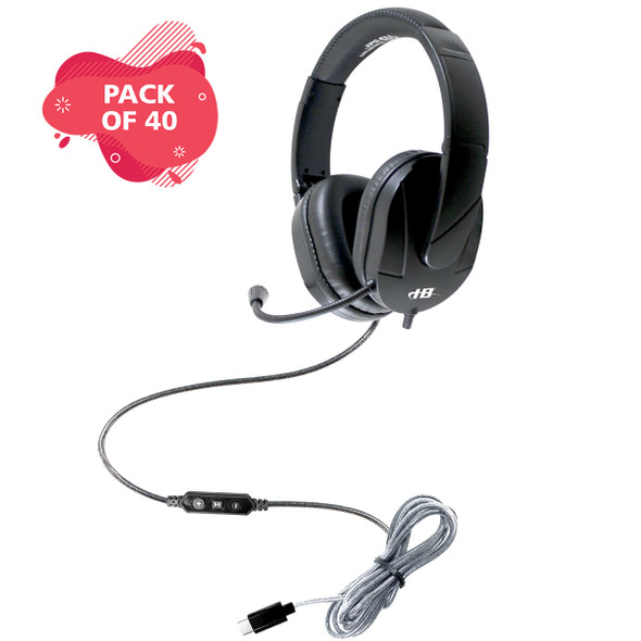 MACH-2 USB Type-C Deluxe-Sized Multimedia Headset with Steel Reinforced Gooseneck Mic - 40 Pack MACH-2 USB Type-C Deluxe-Sized Multimedia Headset with Steel Reinforced Gooseneck Mic - 40 Pack
