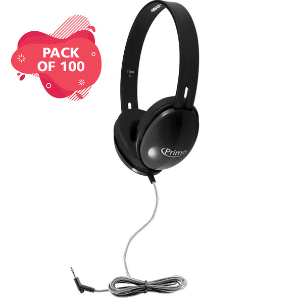 HamiltonBuhl Primo™ Stereo Headphones  Black - 100 Pack