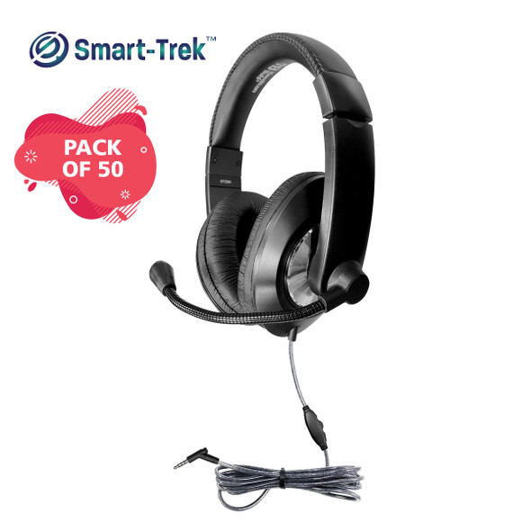 Smart-Trek Deluxe Stereo Headphone with In-Line Volume Control and 3.5mm TRS Plug - 50 Pack Smart-Trek Deluxe Stereo Headphone with In-Line Volume Control and 3.5mm TRS Plug - 50 Pack
