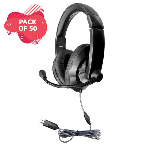 Smart-Trek Deluxe Stereo Headset with In-Line Volume Control and USB Plug - 50 Pack Smart-Trek Deluxe Stereo Headset with In-Line Volume Control and USB Plug - 50 Pack