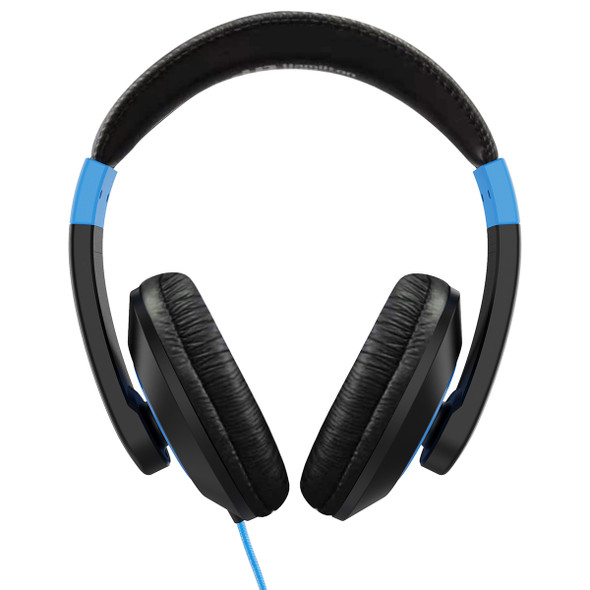 Smart-Trek Deluxe Stereo Headphone with Blue Accents, In-Line Volume Control and 3.5mm TRS Plug - 50 Pack