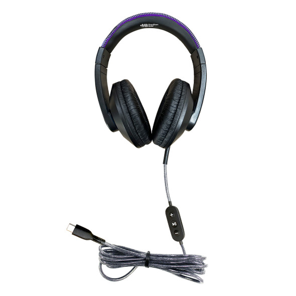Smart-Trek™ Deluxe Stereo Headphone with In-Line Volume Control, USB-C Plug and Metallic Purple Accents