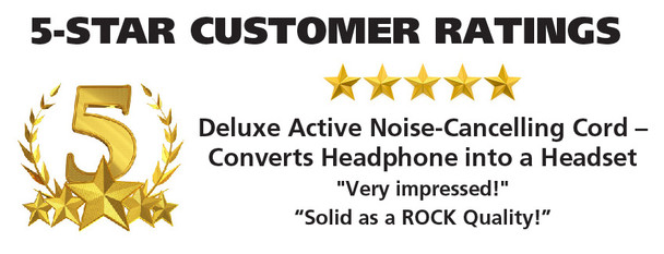 HamiltonBuhl Deluxe Active Noise-Cancelling Cord - Converts Headphone to Headset