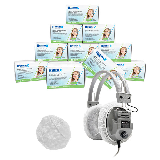HamiltonBuhl® HygenX Sanitary, Disposable Ear Cushion Covers for 4.5" Deluxe-Sized Headphones and Headsets, Master Carton of 600 Pairs, WHITE