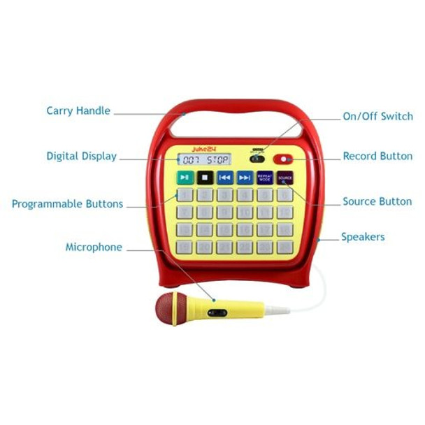 HamiltonBuhl® Juke24 - Portable, Digital Jukebox with CD Player and Karaoke Player - RED/YELLOW