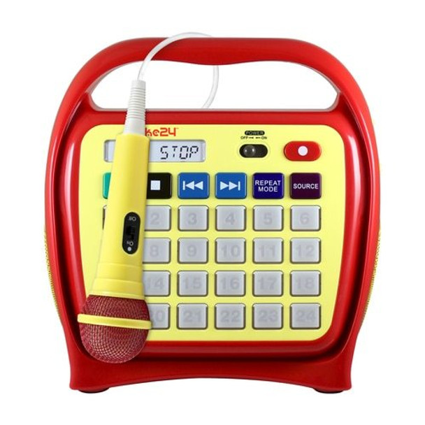 HamiltonBuhl® Juke24 - Portable, Digital Jukebox with CD Player and Karaoke Player - RED/YELLOW