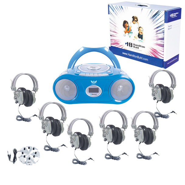 HamiltonBuhl 6-Station Listening Center with Portable Bluetooth® Cassette/CD/FM Media Player