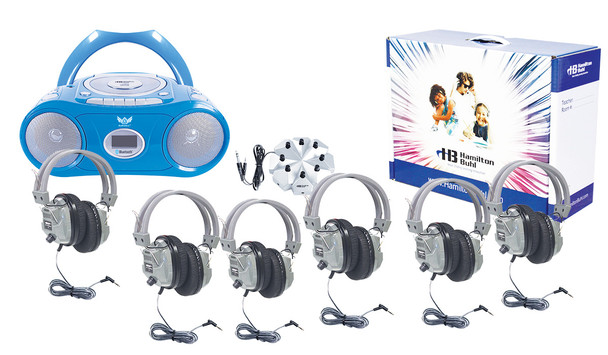 HamiltonBuhl 6-Station Listening Center with Portable Bluetooth® Cassette/CD/FM Media Player