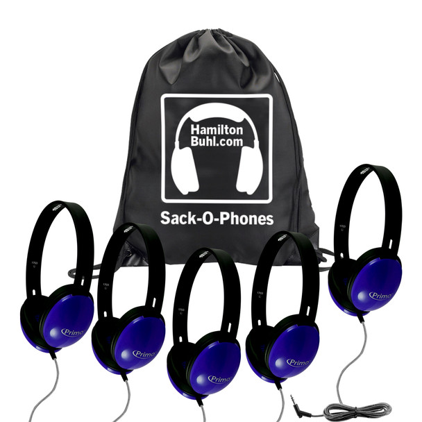 HamiltonBuhl Sack-O-Phones, 5 Blue Primo™ Headphones