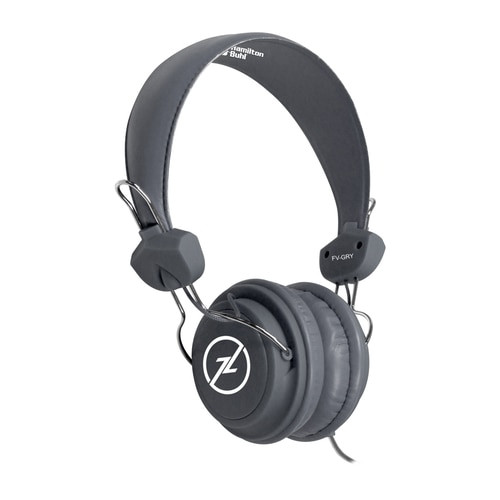 HamiltonBuhl Sack-O-Phones, 5 Gray Favoritz Headsets with In-Line Microphone and TRRS Plug