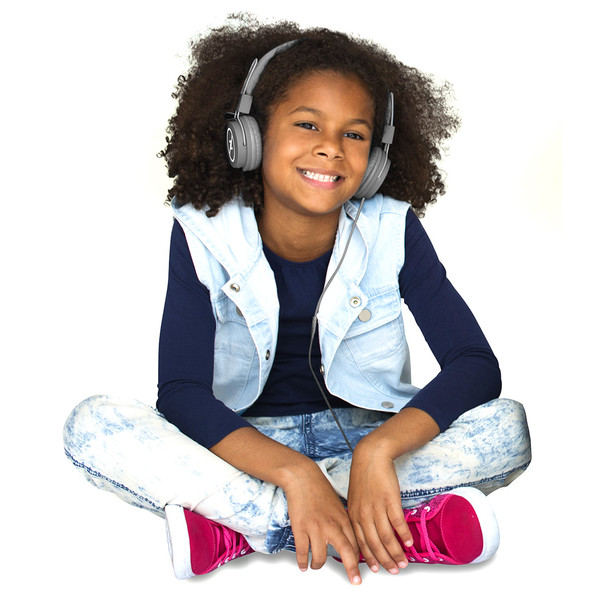 HamiltonBuhl Sack-O-Phones, 5 Gray Favoritz Headsets with In-Line Microphone and TRRS Plug