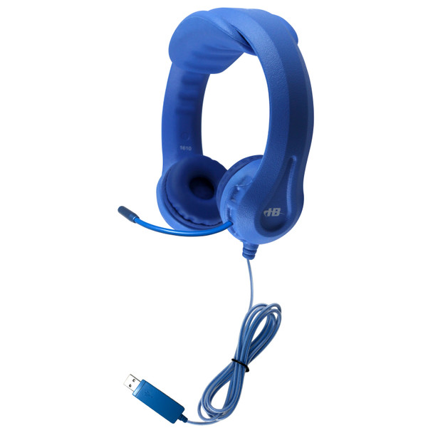 Flex-Phones™ Virtually Indestructible Foam USB Headsets with Gooseneck Microphone – BLUE