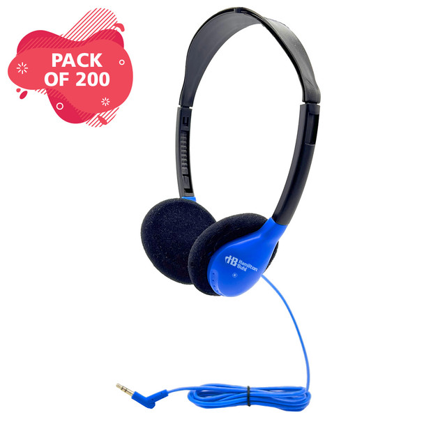 HamiltonBuhl Personal On-Ear Stereo Headphone  BLUE - 200 Pack